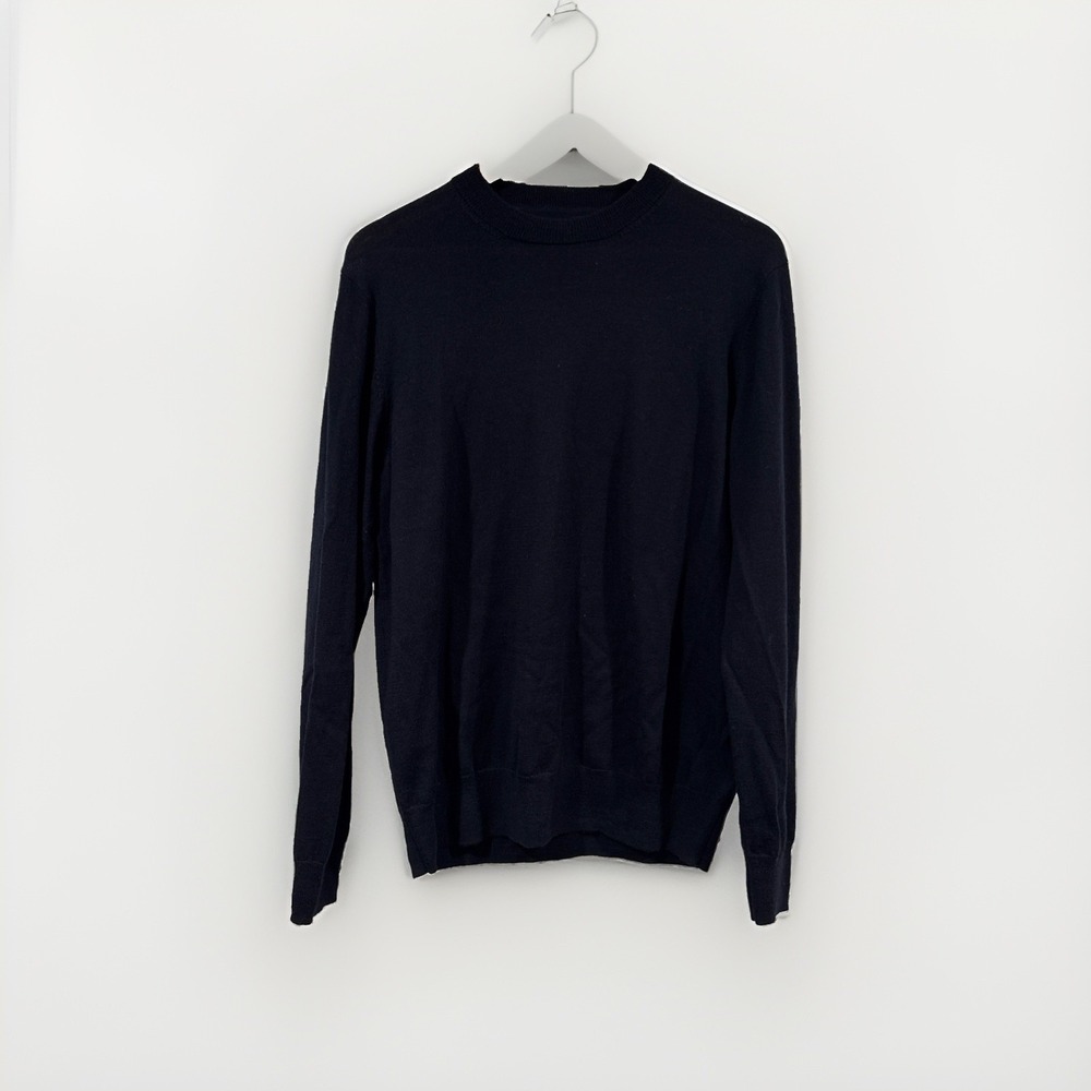 Christian Lacroix Mens Navy 100% Extrafine Merino Wool Crew Neck Sweater Size M